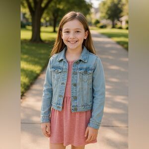 SO Girls XS (10) Light Wash Distressed Denim Jean Jacket Y2K Style